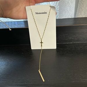 Long gold cross necklace